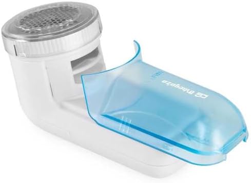 Orbegozo QP 6400 - Removedor elétrico de fiapos, coroa de 5 cm de diâmetro, recipiente para coleta de fiapos, grade e lâmina de aço inoxidável, design ergonômico, operado por bateria
