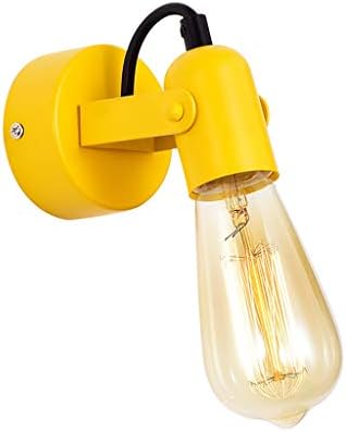 Wall Light Nordic Modern Minimalist Living Room Bedroom Study Room Interior E27 Light Source Wall Lamp,W14cm* H30cm (Color : Yellow)