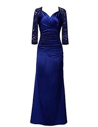 VFSHOW - Vestido para mujer, cuello en V, diseño floral, encaje en relieve, estilo formal, sirena