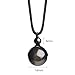 iSTONE Unisex Genuine Round Gemstone Beads Pendant Necklace with Adjustable Nylon Cord 25 Inch (Gold Sheen Obsidian)