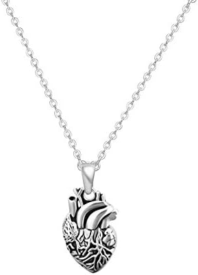 NIANXIN Anatomical Heart Charm Necklace 3D Real Heart Pendant Necklace
