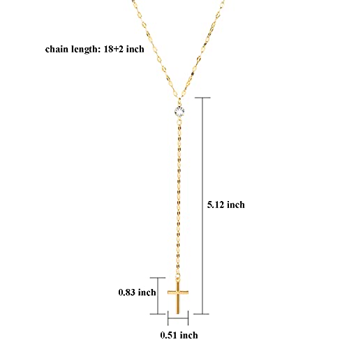 Pinsparkle Cross Necklaces For Women Men 5A Cubic Zirconia Y Necklace Dainty Necklace Silver Cross Chain