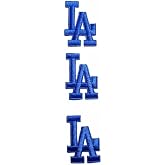 Iron On Los Angeles LA Letter Patch, Blue, 2.25&rdquo;x1.5&rdquo;, 3-Pack | Embroidered LA appliques for caps, sleeves and pockets; 3 matching patches for coordinated DIY projects