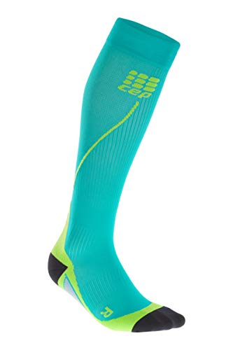CEP Men’s Progressive+ Compression Run Socks 2.0 for Running, Cross Training, Fitness, Calf Injuries, Shin Splits, Recovery, and Athletics, 20-30mmHg Compression, Hawaii Blue/Green, Size 5