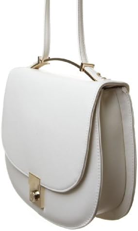 L.COLETTE Solid Color Light Gold Top Handle Cross Body Bag 21733 (White)