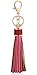ZOONAI Women Leather Tassels Keychain Car Circle Key Rings Gift Bag Hanging Buckle