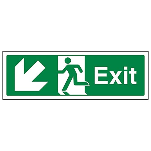 V Safety Safe Condition Exit - Exit Arrow Down Left - 600 X 200mm