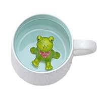 ZaH 3D Animal Coffee Mug Morning Cup Cute Figurines Christmas Birthday Gift for Women Men Boys Girls (12 oz) Frog