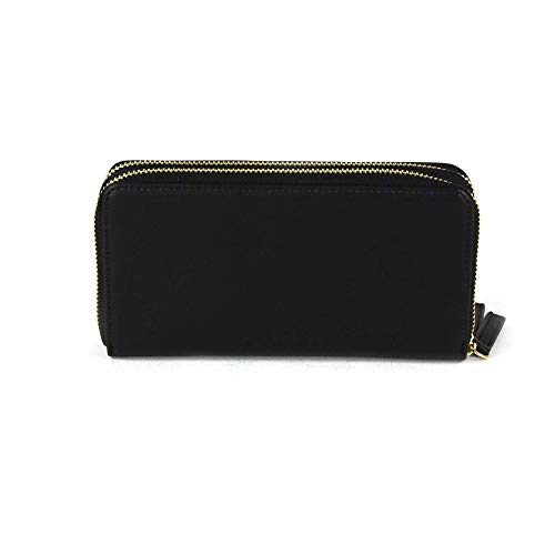 Cloe- Cartera Color Negro Para Mujer Con Doble Cierre De Material Gamuza Con Monedero