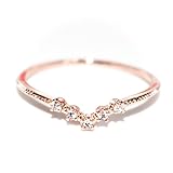Gieschen Jewelers -Crystal V- 18K Rose Gold-Plated CZ Crystal Dainty Ring, Size 8