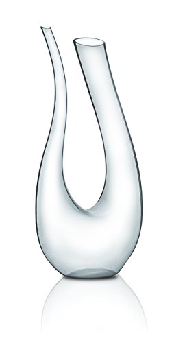 Miko Wine Decanter Aerator, Hand Blown Lead Free Crystal Clear Wine Carafe, U-Shape (Imperial)
