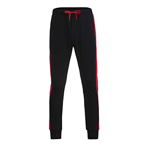 WUAI Mens Active Athletic Pants Jogger Pants Biker Slim Fit Elastic Drawstring Sweatpants Casual Running Trousers(Red,US Size XS = Tag S)