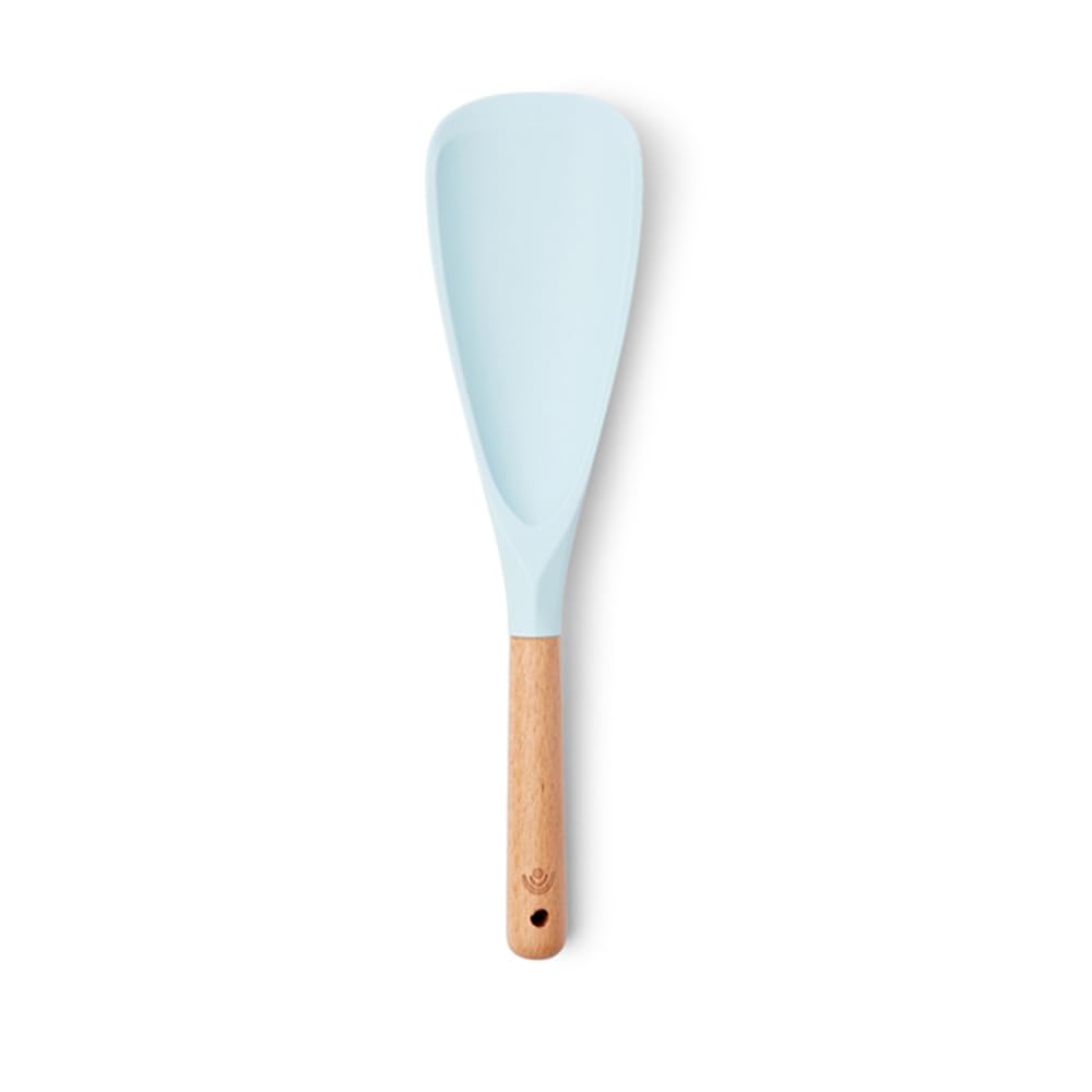 Yum Asia Premium Rice Spatula with Beech Wood Handle and Premium Silicone (Duckbill Spatula, Sky Blue)