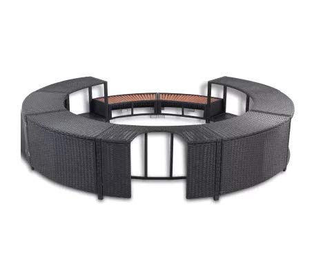 Cikonielf Spa Surround Schwarz Poly Rattan, Rahmen für Whirlpool, winddicht und regenfest, PE-Rattan… – Bild 5