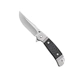 CRKT Ruger Hollow-Point Compact Folding Pocket Knife: Retro-Styled Everyday Carry, Satin Blade, IKBS Ball Bearing Pivot, Frame Lock, Steel Handle with Textured Inserts, Reversible Pocket Clip R2303