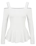 Zeagoo Women's Sexy Off The Shoulder Blouse Ruffle Side Casual Peplum Top Shirt