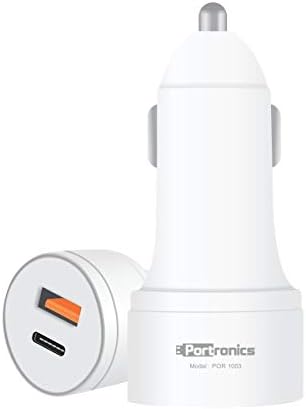 Portronics CarPower PD POR-1003, Dual Port Car Charger with Type-C PD 18W Port and USB A Quick Charge QC 3.0 Port, LED Indicator (White) Portronics CarPower PD POR-1003, Dual Port Car Charger with Type-C PD 18W Port and USB A Quick Charge QC 3.0 Port, LED Indicator (White)