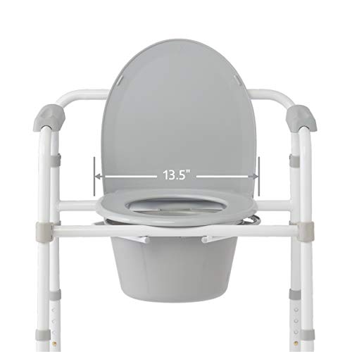 Medline 3in1 Steel Folding Bedside Commode, Commode Chair for Toilet