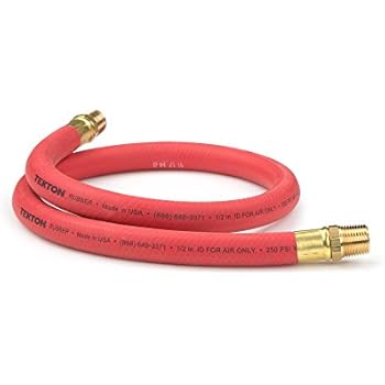 PneumaticPlus Red EPDM Air & Water Hose - 1/2 ID X 0.84 OD With Swivel Fittings (3 FT)