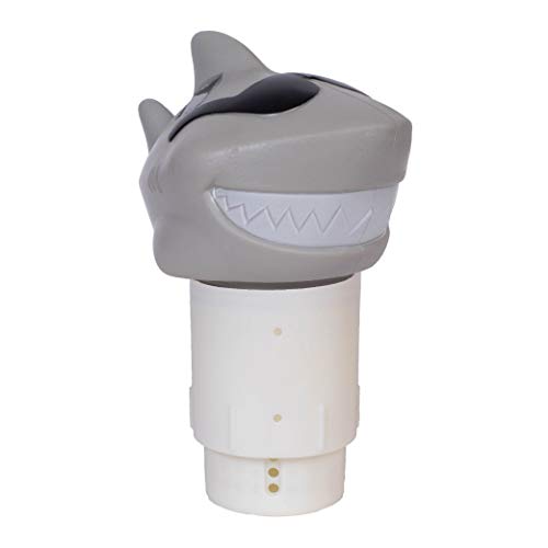 GAME 12902-BB Solar Light-Up Shark Pool 3-inch Tablet Chlorine Dispenser LED Light Sensor, Expandable Basket Adjustable Flow Rate