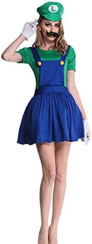 Leright Women's Halloween Costume Mario Adult Cosplay Costume