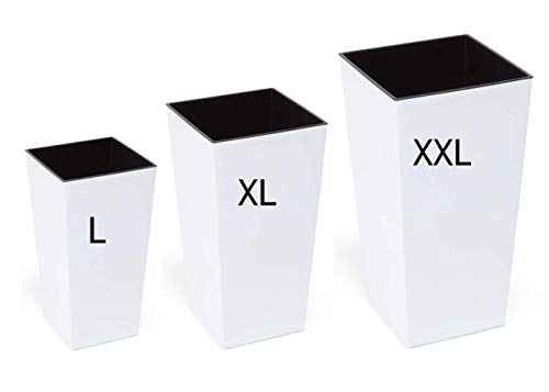 MELTOM Blumenkübel Set 3 Größen Weiß Hochglanz Eckig Pflanzkübel Blumentopf Top