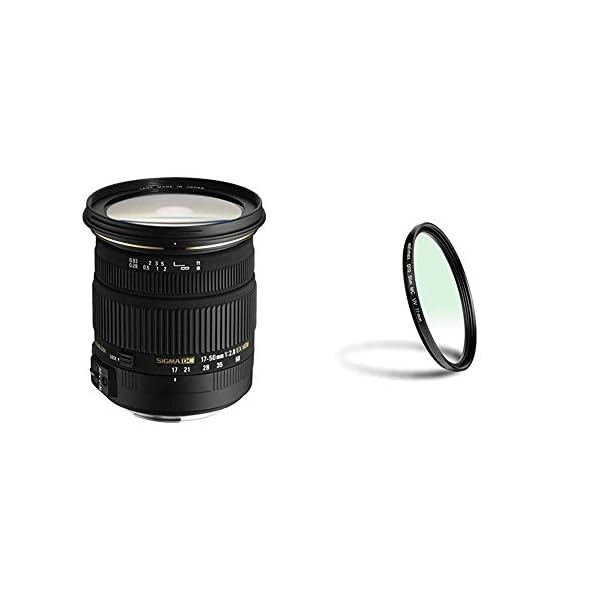 Sigma 17-50 mm F2,8 EX DC OS HSM-Objektiv (77 mm Filtergewinde, für Nikon Objektivbajonett) & Walimex Pro UV-Filter Slim…