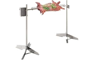 46in Heavy-Duty Rotisserie Grill Kit 132LB Capacity BBQ Pig & Lamb Roaster with Dual 50W/52W Stainless Steel Motors Outdoor H