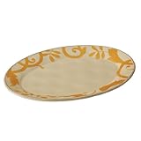 Rachael Ray Dinnerware Gold Scroll 12-1/2-Inch Round Platter, Almond Cream