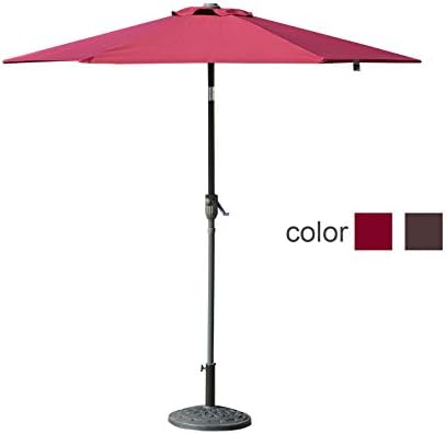 Caymus 8 Ft Market Outdoor Table Patio Umbrella with Push Button Tilt and Crank,6 Ribs,Wine Red