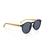 Bamboo Sunglasses by Reys: Round Frame Polarized UV Lenses with Wooden Arms
