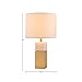 Amazon Brand – Rivet Mid-Century Modern Square Pillar Living Room Table Lamp With LED Light Bulb - 10.5 x 10.5 x 18 Inches, Marble/Brass