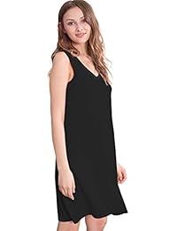 GYS camisón de viscosa de bambú, sin mangas, con cuello en v, para mujer.