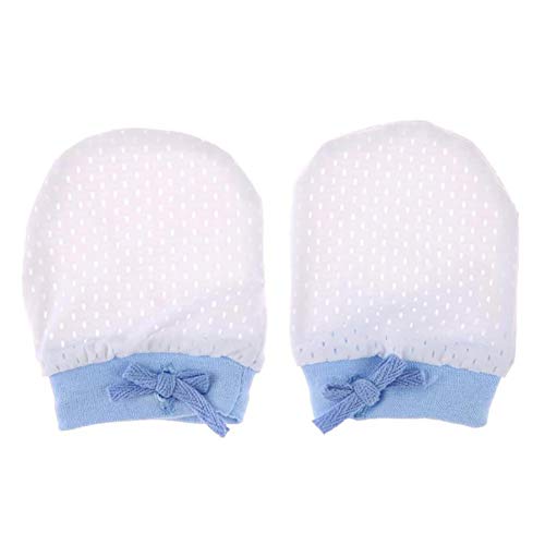 Ehdching Pack of 3 Baby Mesh Gloves Cotton No Scratch Mittens for Unisex 0-12 Months Newborn Infan (Mesh white, 0-3 Months)