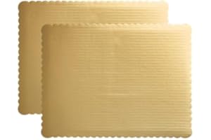 BARK AND LINDY Gold Laminated Grease Proof Corrugated Half Sheet Cake Board, 17.75 x 13.75 Inch (2)