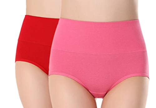 PLUMBURY Women’s Cotton & Spandex Tummy Control Panties (Pack of 2) PLUMBURY Women’s Cotton & Spandex Tummy Control Panties (Pack of 2)