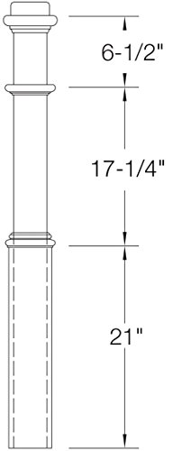 960 - Wood Box Newel - Plain Style with Pedestal - 48 inch - Elegant Sleeve Design (White Oak)