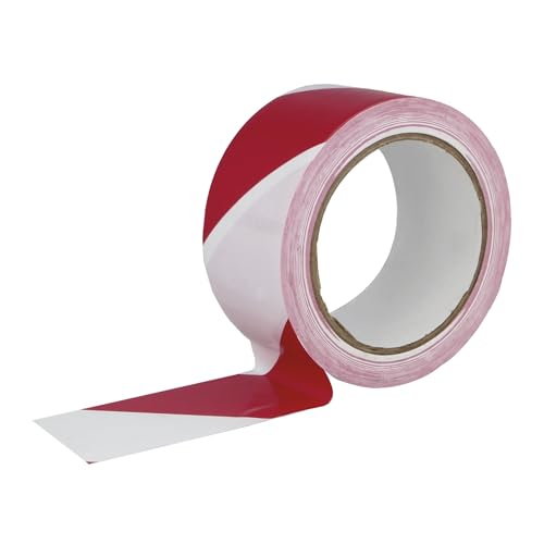 Amig - Zelfklevende afzettape - Voor gevaarsaanduidingen en waarschuwingen - Waterdicht en flexibel - PVC - 50 mm x 30 m - Rood-witte tape