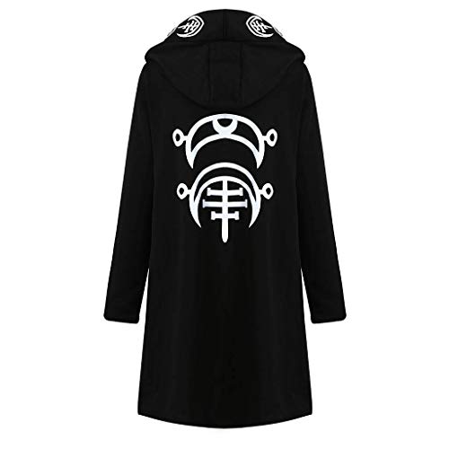DONTAL Women Hooded Long Sleeve Jacket Coat Plus Size Punk Moon Print Open Front Cardigan Black