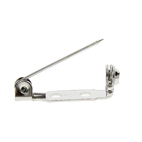 KeyZone 100 Pieces Silver Tone 0.75 Inch Locking Pin Backs Clasp Brooch for Badge Crafts, Jewelry Crafting - Thumbnail 3