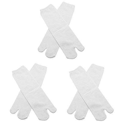 StyleZ 3 Pairs Unisex Japanese Tabi Socks Kimono Geta Clog Flip Flop White Split Toe Cosplay (3pairs white)