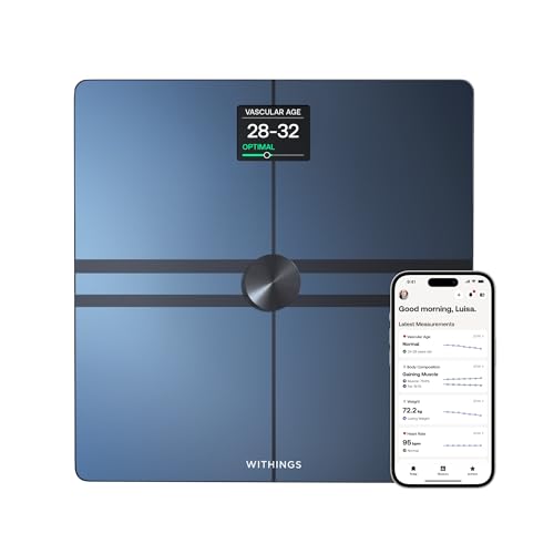 WITHINGS Body Comp - Scale for Weight and Complete Body Analysis, Wi-Fi & Bluetooth Scale with Color Screen, Digital Scale with Accurate Visceral Fat, Heart Heath - Compatible with Apple Health