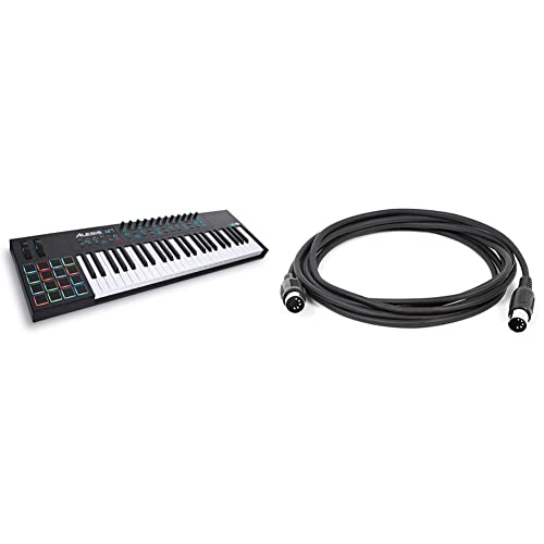 Alesis VI49 49 Key USB MIDI Keyboard Controller with, 16 Drum Pads & Monoprice MIDI Cable 10