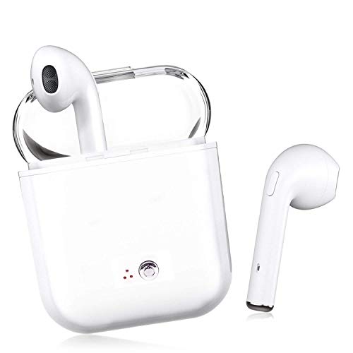 Bluetooth Earbuds, White Wireless Earbuds in-Ear Headphones Hands Free Noise Cancelling Headset Compatible with iPhone XR X 8 8plus 7 7Plus 6 6plus Samsung Galaxy S9 S8 Huawei & Other Android Devices
