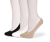 MOOCHI (Pack of 3 pairs) Women's No Show Liner Invisible Socks Silicone Heel Pad