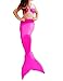Kids Girls Swimmable Mermaid Tail Sea-maid Bikini Swimwear Swimming (8-9Years, Rose Red)