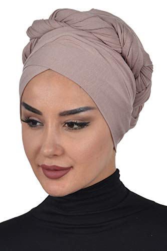 Jersey Shawl for Women Cotton Wrap Instant Modesty Turban Cap Bonnet Mink