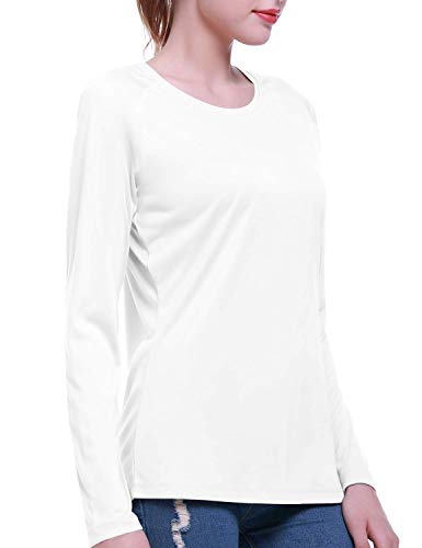 Women's UPF 50+ UV Sun Protection Shirts Long Sleeve Performance Outdoor Shirts for Women(White,M)