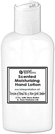 Grand Parfums 2 Oz Moisturizing Hand Lotion with Shea Butter (Version of Bond No. 9 New York Amber) Scented Hand Cream Spa Product, Travel Size Paraben Free