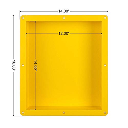 Stella Sealants Tile Ready Shower Niche 16 x 14 (Inside: 14 x 12) - Flush Mount Installation - Flange 1/2" - Waterproof Bathroom Recessed Organiser for Shampoo and Toiletry